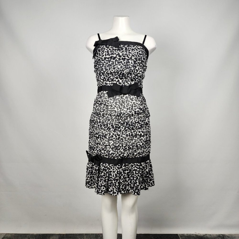 BOUTIQUE Moschino Black Cotton Animal Print Dress Size 10